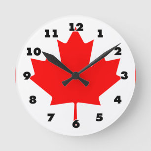 Bandera canadiense del reloj de pared redondo de