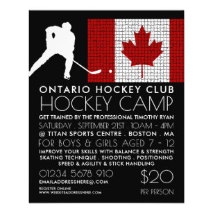 Bandera canadiense, jugador de hockey, publicidad 
