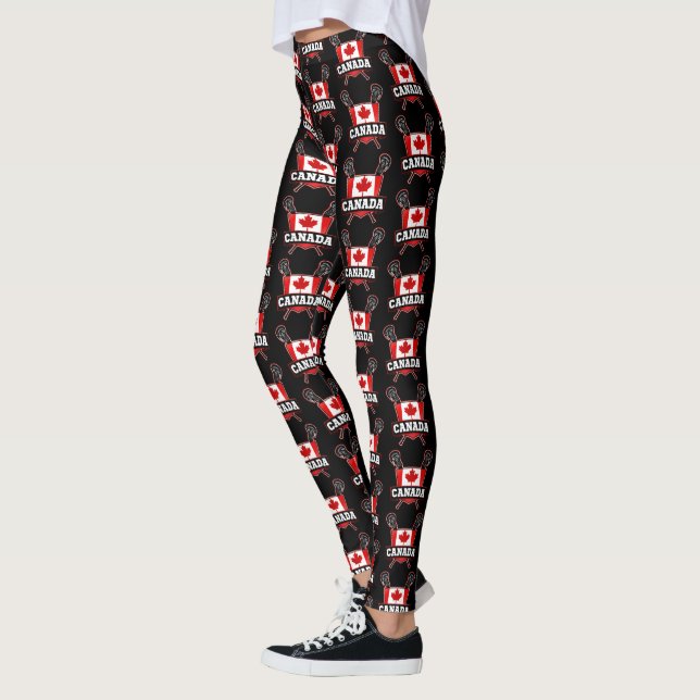 Bandera canadiense Lacrosse LAX Leggins (Izquierda)