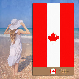 Bandera canadiense y toalla de playa monogramada d