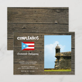 Bandera Celeste Puerto Rico Cumpleaños Invitación