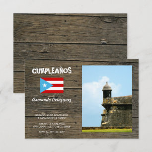 Bandera Celeste Puerto Rico Cumpleanos Invitacion