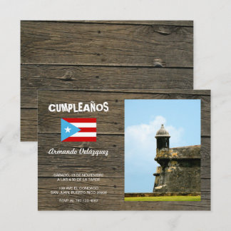 Bandera Celeste Puerto Rico Cumpleaños Invitación