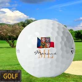 Bandera checa monogramada, bolas de golf Emblem & 