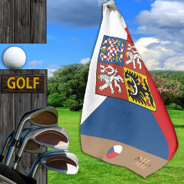 Bandera checa y toalla de golf monogramada en la R