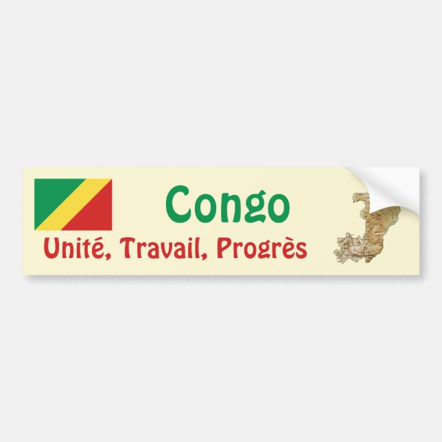 Bandera Congo-Brazzaville + Pegatina de parachoque (Frente)