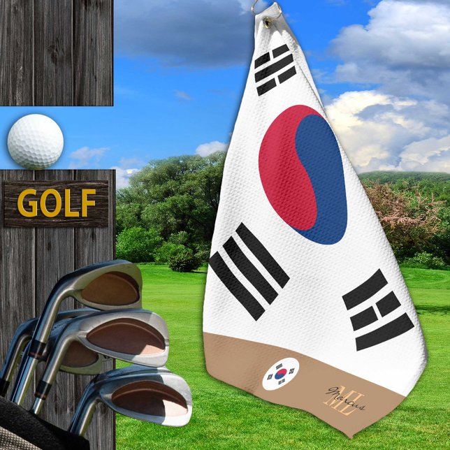 Bandera coreana y toalla de golf / monogramada de  (Subido por el creador)