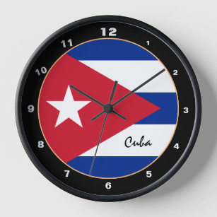 Bandera cubana y reloj de diseño/casa de moda