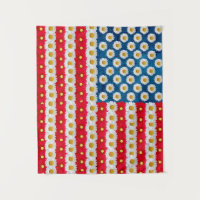 Bandera Daisy Americana Tapiz Floral Azul Blanco R