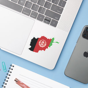 Bandera De Afganistán En El Pegatina De Mapas Del 