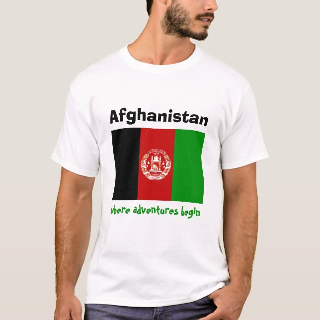 Bandera de Afganistán + Mapa + Camiseta del texto (Anverso)