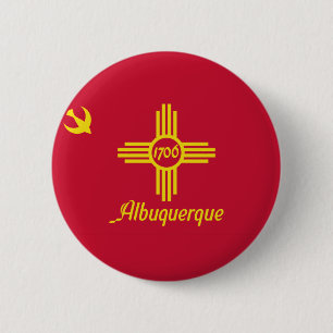Bandera de Albuquerque, botón Pinback de Nuevo Méx