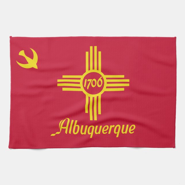Bandera de Albuquerque, toalla de cocina de Nuevo  (Horizontal)
