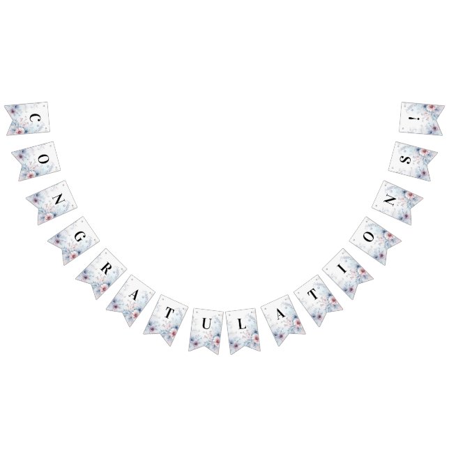 Bandera de amarre azul rosado floral acuático (Todo)