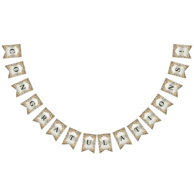 Bandera de amarre de flores blancas ornadas dorada (Todo)