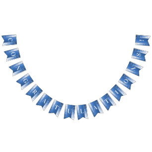 Bandera de amarre floral decorativa azul