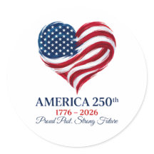 Bandera de América Calcomanía de corazón del 250 a