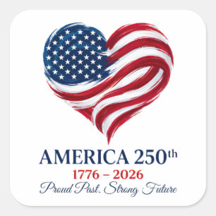 Bandera de América Calcomanía de corazón del 250 a