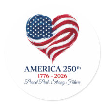 Bandera de América Calcomanía de corazón del 250 a