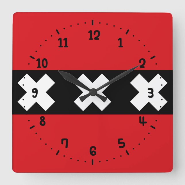 Bandera de Ámsterdam, reloj de pared cuadrado de l (Anverso)