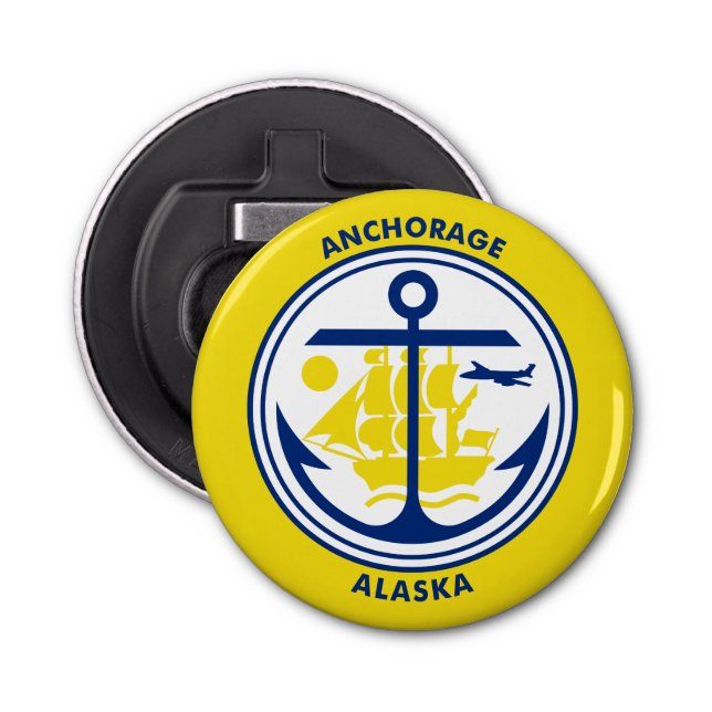 Bandera de Anchorage, abridor de botellas de Alask (Anverso)
