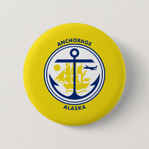 Bandera de Anchorage, botón Alaska Pinback