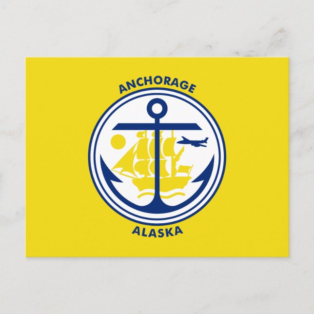 Bandera de Anchorage, postal de Alaska (Anverso)