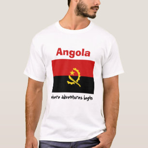 Bandera de Angola + mapa + camiseta de texto