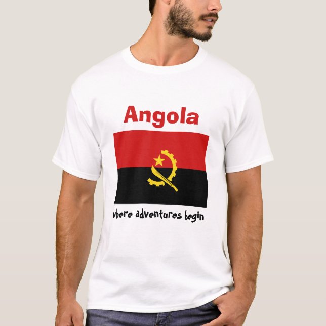 Bandera de Angola + mapa + camiseta de texto (Anverso)