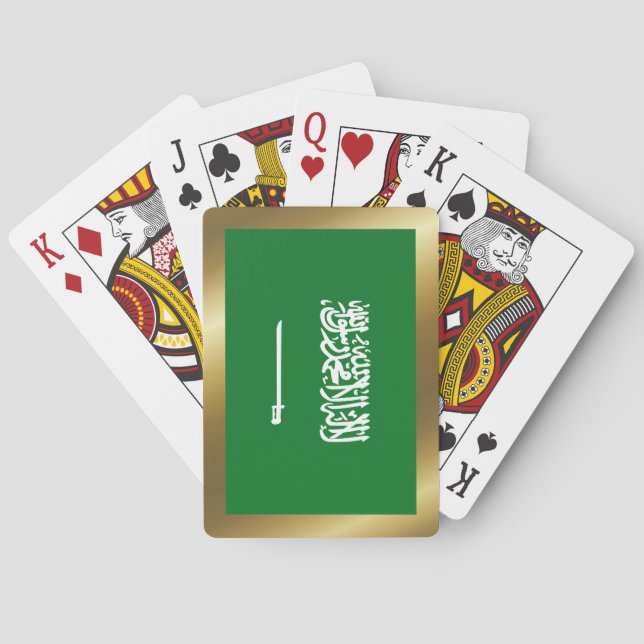 Bandera de Arabia Saudita jugando cartas (Reverso)