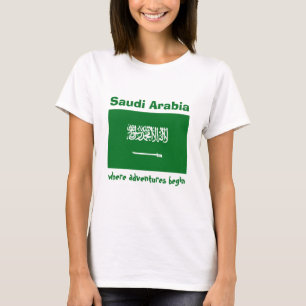Bandera de Arabia Saudita + mapa + camiseta de tex