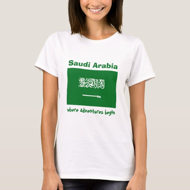 Bandera de Arabia Saudita + mapa + camiseta de tex (Anverso)