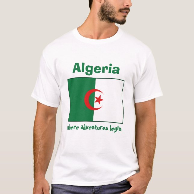 Bandera de Argelia + Mapa + Camiseta del texto (Anverso)