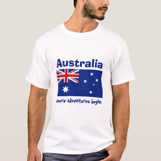 Bandera de Australia + Mapa + Camiseta del texto (Anverso)