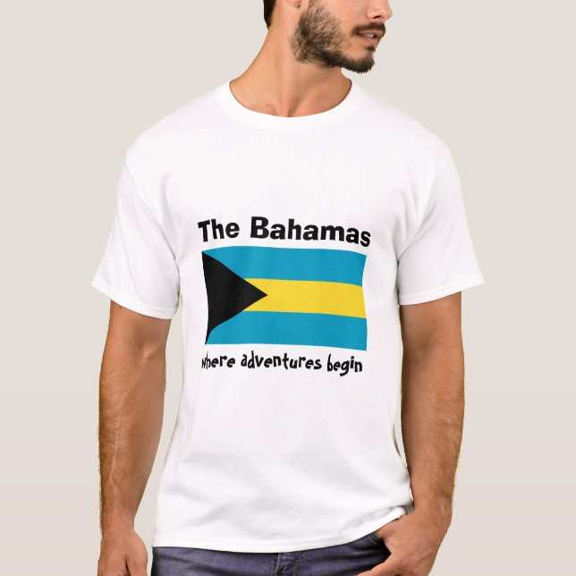Bandera de Bahamas + Mapa + Camiseta del texto (Anverso)