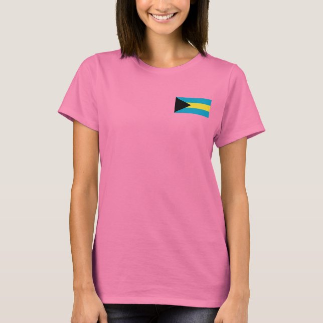 Bandera de Bahamas y mapa de camiseta dk (Anverso)