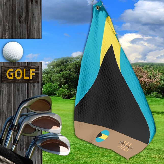 Bandera de Bahamas y toalla de golf monogramada en (Subido por el creador)