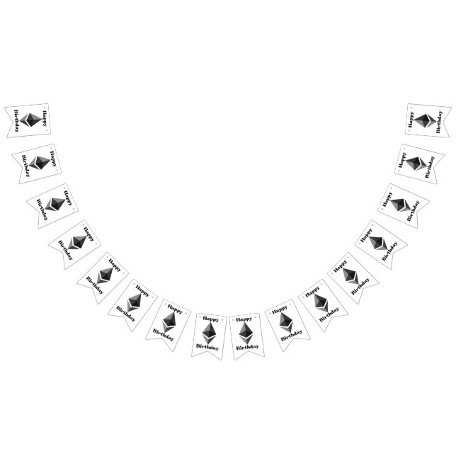 Bandera de banderines con icono de Ethereum "Feliz (Todo)