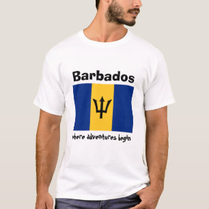 Bandera de Barbados + Mapa + Camiseta del texto
