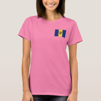 Bandera de Barbados y mapa de camisetas dk