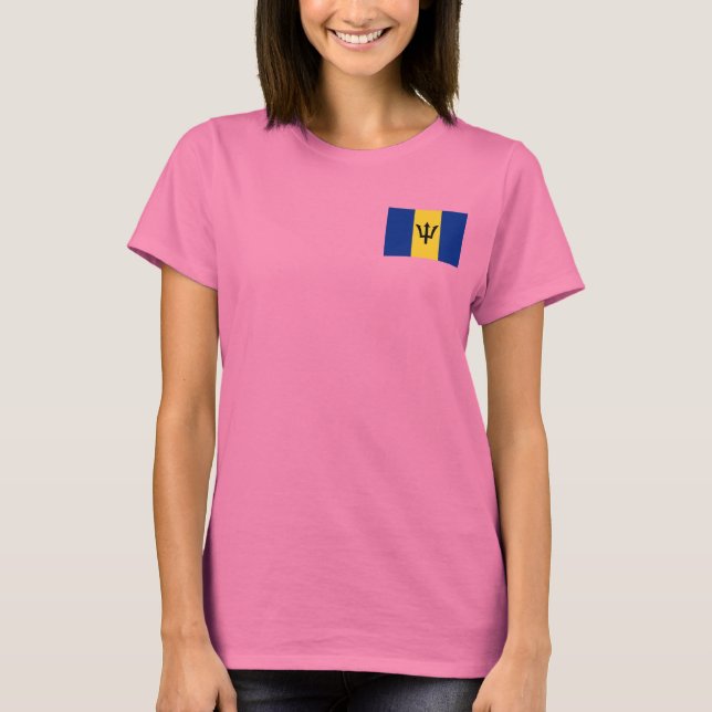 Bandera de Barbados y mapa de camisetas dk (Anverso)