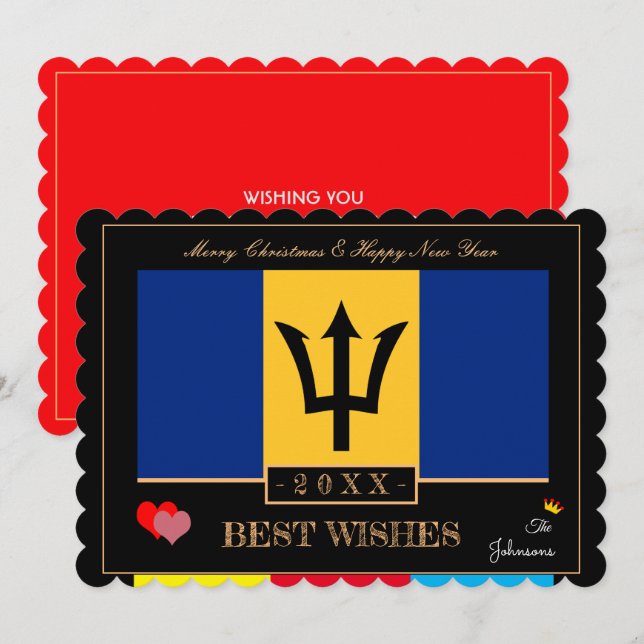 Bandera de Barbados y tarjeta de felicitaciones pa (Anverso / Reverso)
