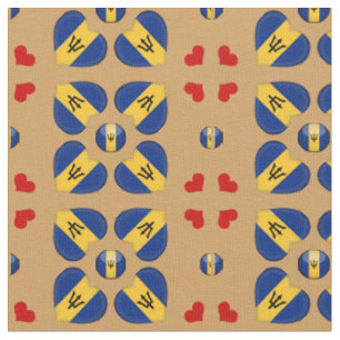 Bandera de Barbados y tela de moda cardíaca de Ba
