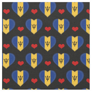Bandera de Barbados y tela de moda del Corazón Ro