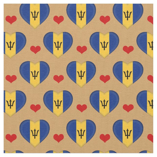 Bandera de Barbados y tela de moda del Corazón Roj (De cerca)