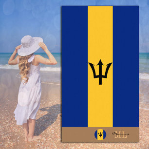 Bandera de Barbados y toalla de playa monogramada