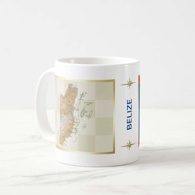 Bandera de Belice + Taza del mapa (Anverso izquierdo)