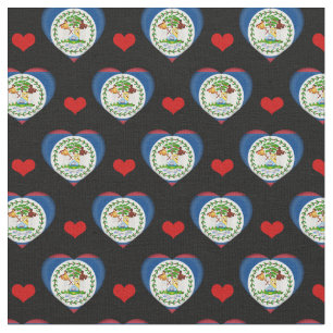 Bandera de Belice y tela de moda del Corazón Rojo