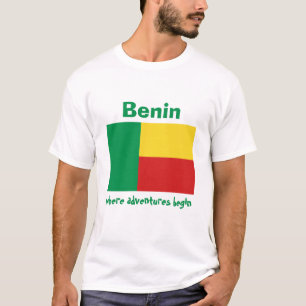 Bandera de Benin + Mapa + Camiseta del texto