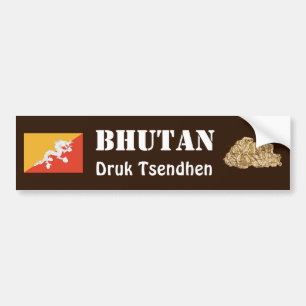 Bandera de Bhután + Pegatina para el parachoques